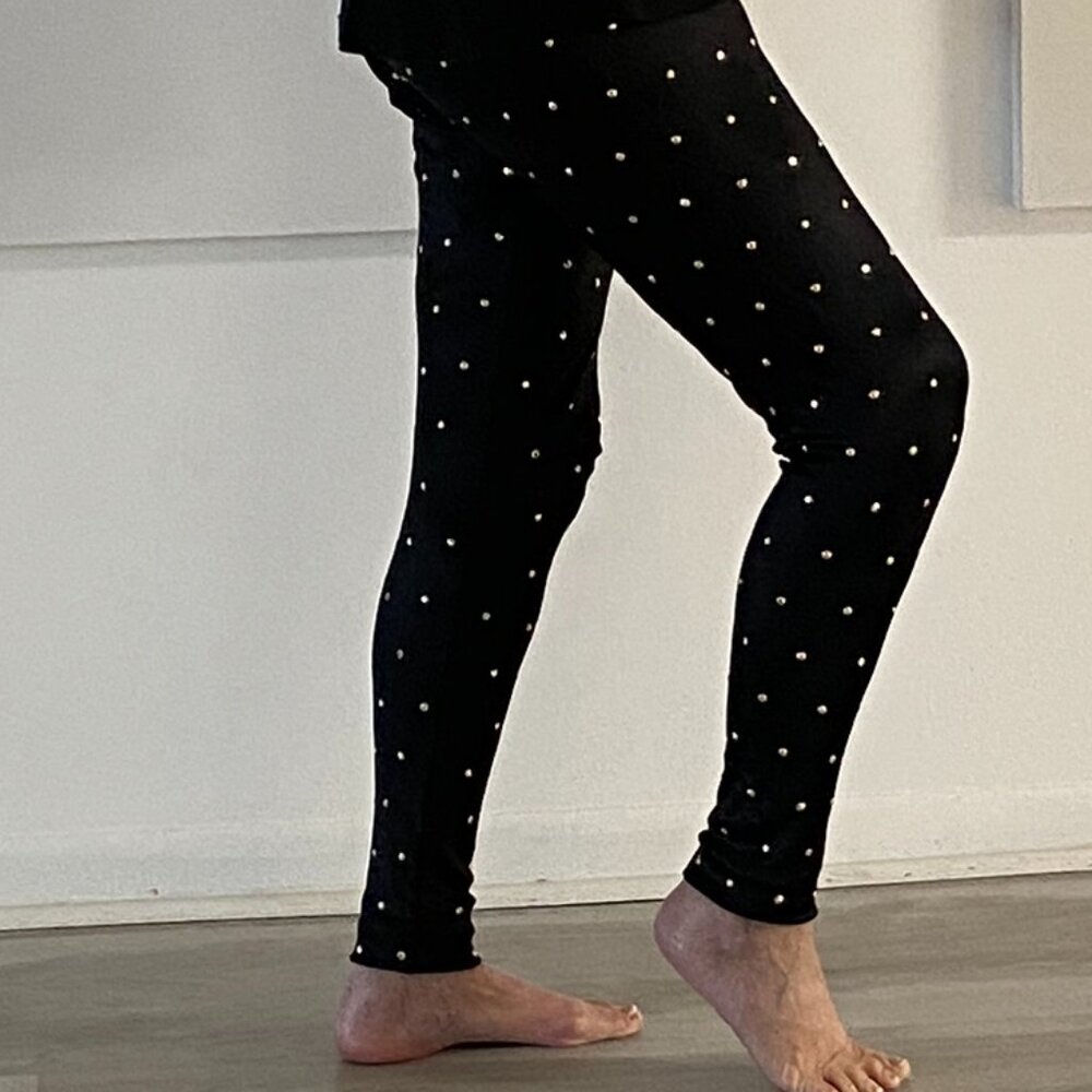 Top Shop Black Gold rivet Leggings Sz L to XL For Dance, Dance, Exercise!!!